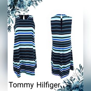 Tommy Hilfiger, Striped, Sleeveless, Flared Hem, Trapeze Dress, Size 12